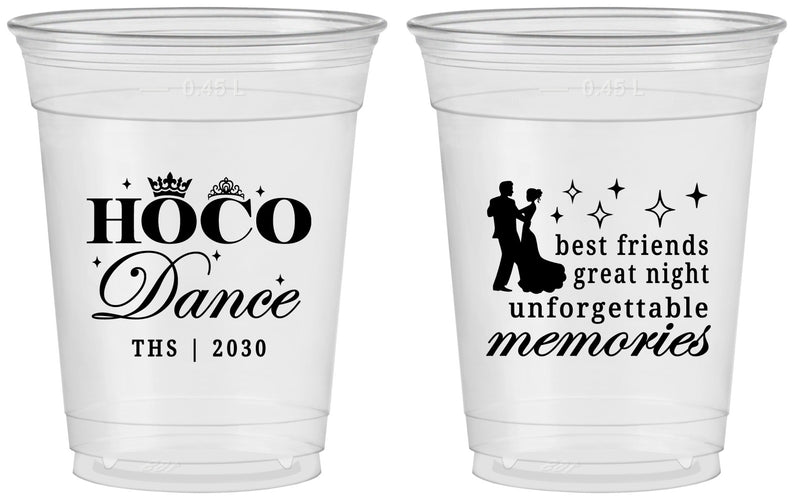 Custom Homecoming 16 oz Soft Sided Clear Cups - Hoco Dance | 330007