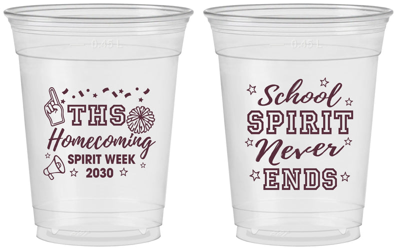 Custom Homecoming 16 oz Soft Sided Clear Cups - Spirit Week | 330011