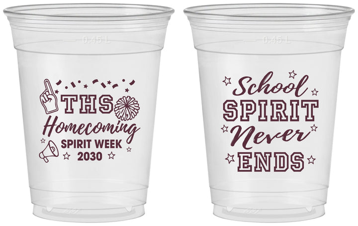 Custom Homecoming 16 oz Soft Sided Clear Cups - Spirit Week | 330011