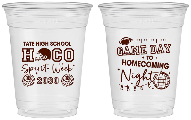 Custom Homecoming 16 oz Soft Sided Clear Cups - Spirit Week | 330013