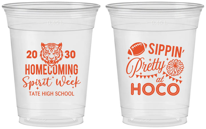 Custom Homecoming 16 oz Soft Sided Clear Cups - Hoco Spirit Week | 330014
