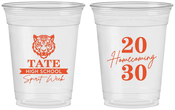 Custom Homecoming 16 oz Soft Sided Clear Cups - Hoco Spirit Week | 330015