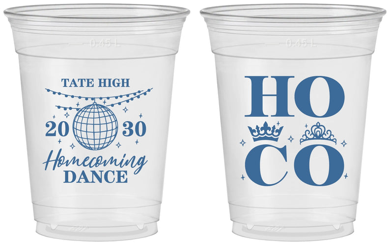 Custom Homecoming 16 oz Soft Sided Clear Cups - Hoco Dance | 330016