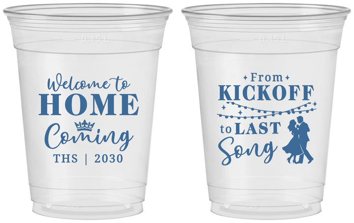 Custom Homecoming 16 oz Soft Sided Clear Cups - From Kickoff To Last Song | 330018