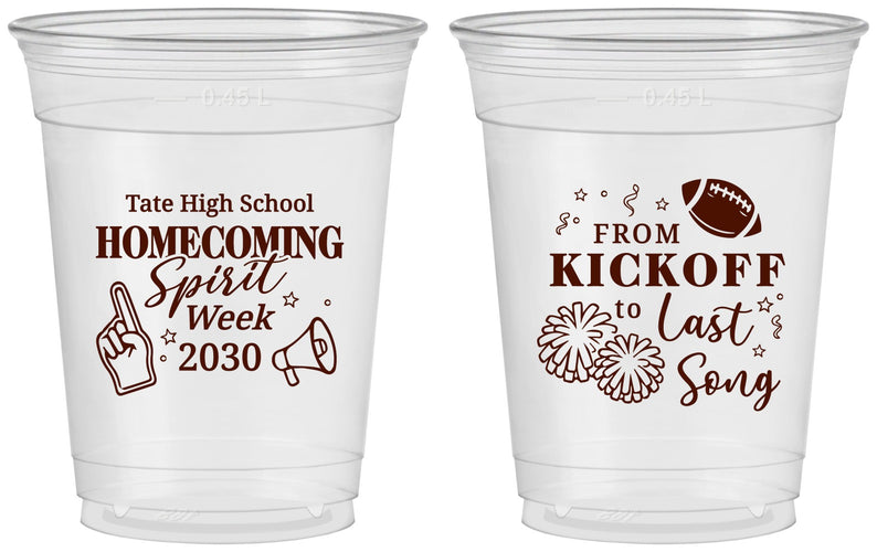 Custom Homecoming 16 oz Soft Sided Clear Cups - Spirit Week | 330019