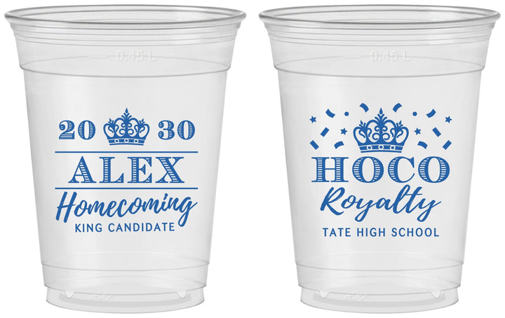 Custom Homecoming 16 oz Soft Sided Clear Cups - Hoco King Vote | 330025