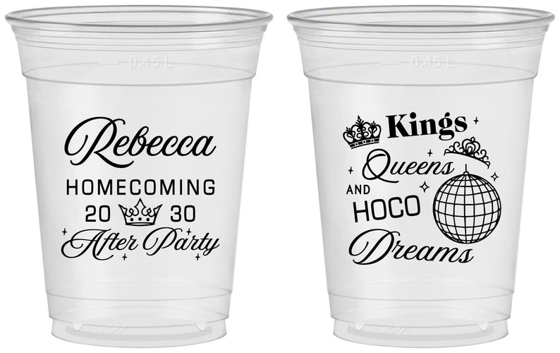 Custom Homecoming 16 oz Soft Sided Clear Cups - Hoco After Party | 330027
