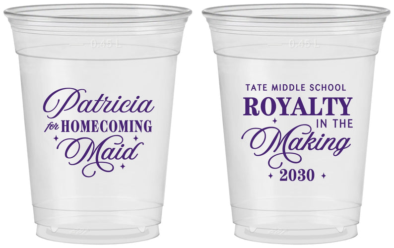 Custom Homecoming 16 oz Soft Sided Clear Cups - Hoco Maid Vote | 330028
