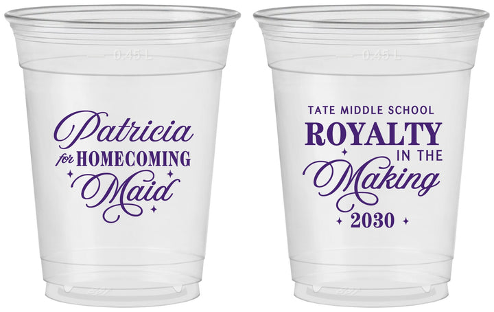 Custom Homecoming 16 oz Soft Sided Clear Cups - Hoco Maid Vote | 330028