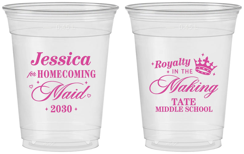 Custom Homecoming 16 oz Soft Sided Clear Cups - Hoco Maid Vote | 330029