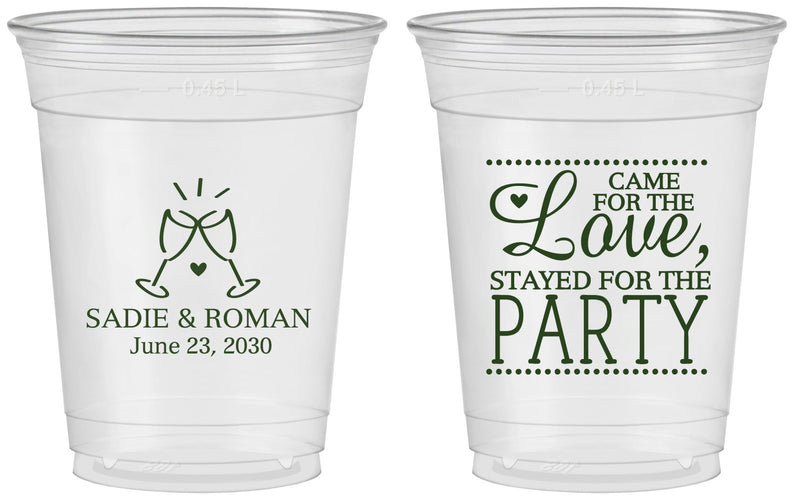 Custom Wedding 16 oz Soft Sided Clear Cups - Love Party | 331