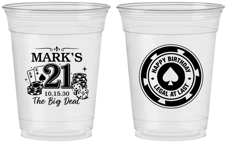 Custom 21st Birthday 16 oz Soft Sided Clear Cups - Legal At Last Vegas | 340004