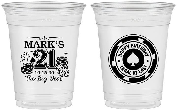 Custom 21st Birthday 16 oz Soft Sided Clear Cups - Legal At Last Vegas | 340004