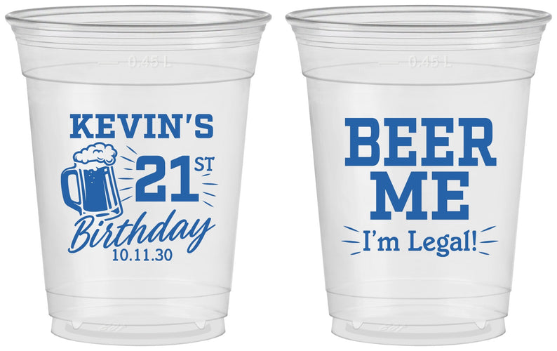 Custom 21st Birthday 16 oz Soft Sided Clear Cups - Beer Me I Am Legal | 340014