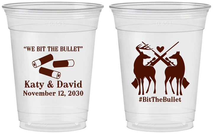 Custom Wedding 16 oz Soft Sided Clear Cups - We Bit The Bullet | 343