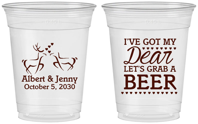 Custom Wedding 16 oz Soft Sided Clear Cups - Dear Beer | 372