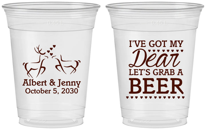Custom Wedding 16 oz Soft Sided Clear Cups - Dear Beer | 372