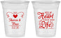 Custom Wedding 16 oz Soft Sided Clear Cups - Heart Life | 387