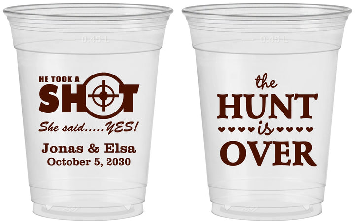 Custom Wedding 16 oz Soft Sided Clear Cups - The Hunt Is Over | 400