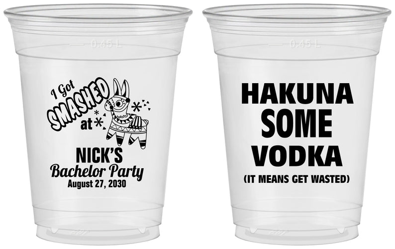 Custom Bachelor Party 16 oz Soft Sided Clear Cups - Fiesta Mexican | 40004