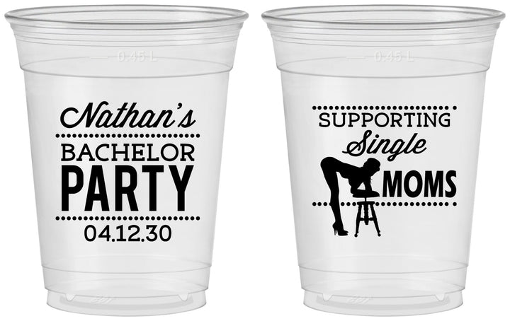 Custom Bachelor Party 16 oz Soft Sided Clear Cups - Strip Club | 40006