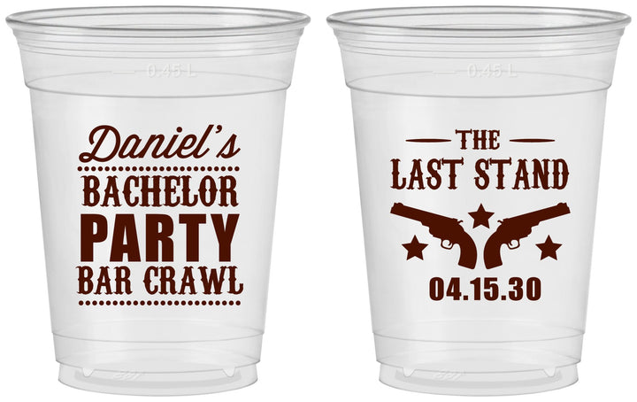 Custom Bachelor Party 16 oz Soft Sided Clear Cups - The Last Stand | 40016