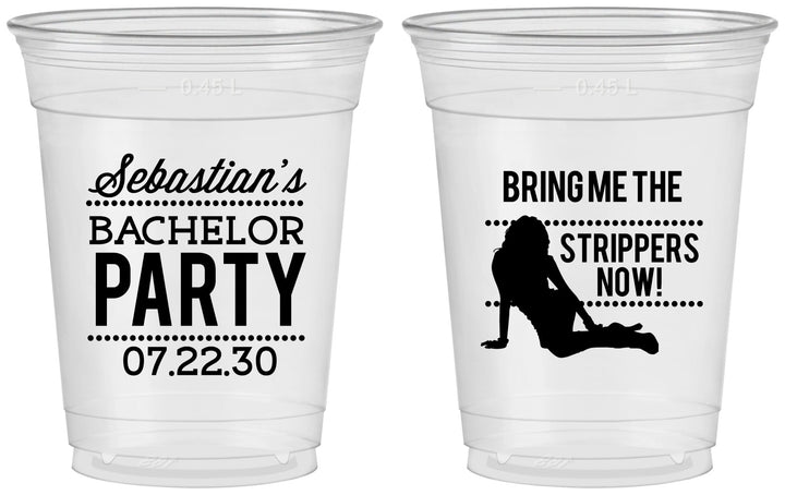 Custom Bachelor Party 16 oz Soft Sided Clear Cups - Strip Club | 40017