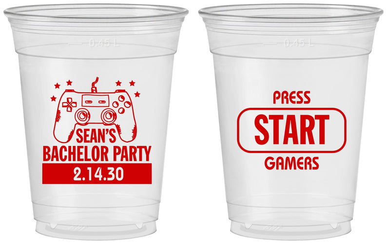 Custom Bachelor Party 16 oz Soft Sided Clear Cups - Video Games | 40018