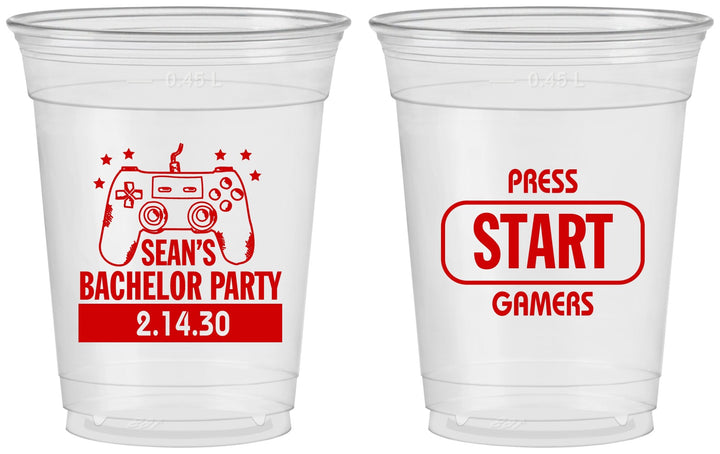 Custom Bachelor Party 16 oz Soft Sided Clear Cups - Video Games | 40018