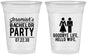 Custom Bachelor Party 16 oz Soft Sided Clear Cups - Goodbye Life Hello Wife | 40019