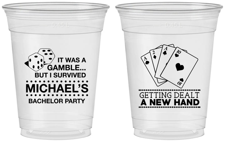 Custom Bachelor Party 16 oz Soft Sided Clear Cups - Las Vegas | 40025