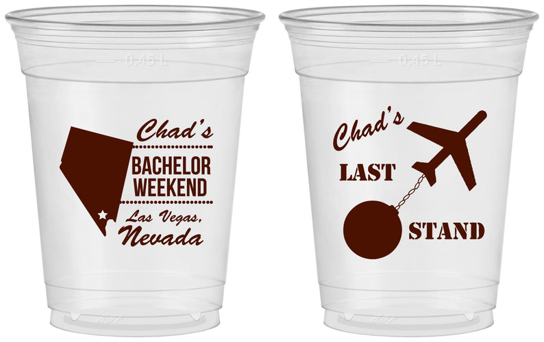 Custom Bachelor Party 16 oz Soft Sided Clear Cups - Last Stand | 40034