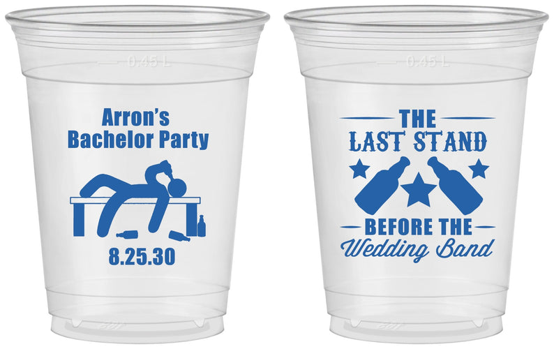 Custom Bachelor Party 16 oz Soft Sided Clear Cups - The Last Stand | 40035
