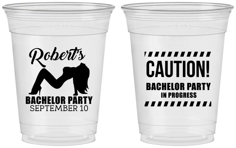 Custom Bachelor Party 16 oz Soft Sided Clear Cups - Strip Club | 40037