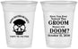 Custom Bachelor Party 16 oz Soft Sided Clear Cups - Groom Doom Skull | 40041