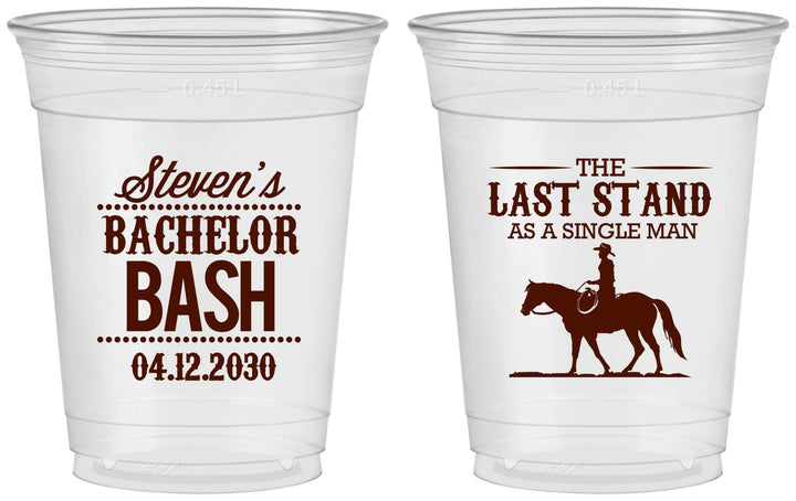 Custom Bachelor Party 16 oz Soft Sided Clear Cups - The Last Stand | 40050