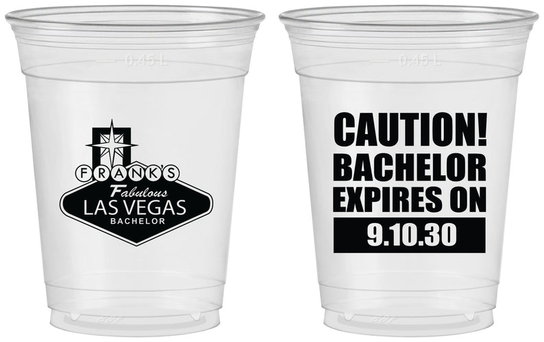 Custom Bachelor Party 16 oz Soft Sided Clear Cups - Las Vegas | 40056