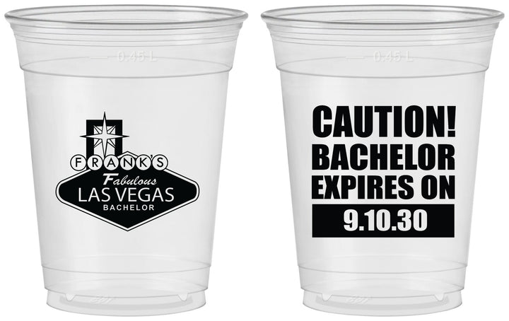 Custom Bachelor Party 16 oz Soft Sided Clear Cups - Las Vegas | 40056