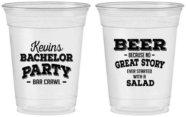 Custom Bachelor Party 16 oz Soft Sided Clear Cups - Great Story | 40057