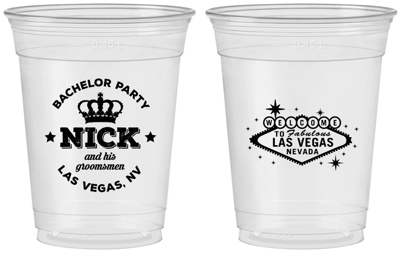 Custom Bachelor Party 16 oz Soft Sided Clear Cups - Last Vegas | 40059
