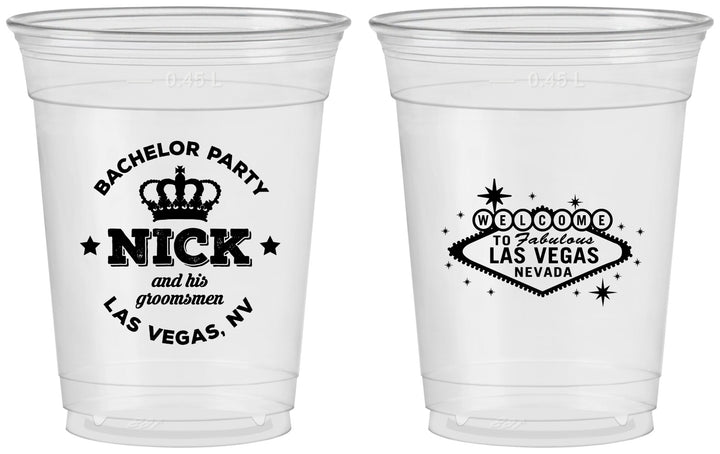 Custom Bachelor Party 16 oz Soft Sided Clear Cups - Last Vegas | 40059