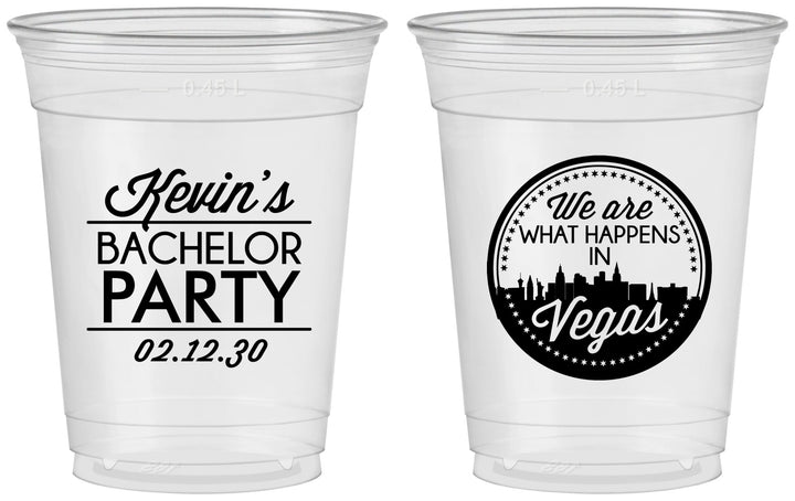 Custom Bachelor Party 16 oz Soft Sided Clear Cups - Last Vegas | 40060