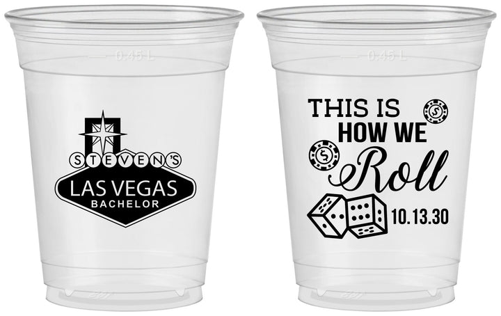 Custom Bachelor Party 16 oz Soft Sided Clear Cups - Last Vegas | 40061