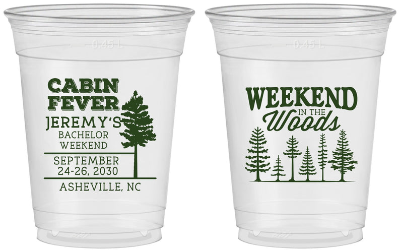 Custom Bachelor Party 16 oz Soft Sided Clear Cups - Camping | 40065