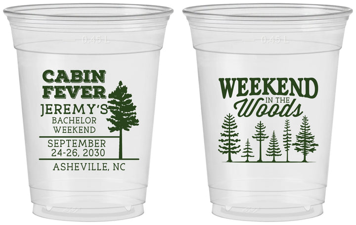 Custom Bachelor Party 16 oz Soft Sided Clear Cups - Camping | 40065