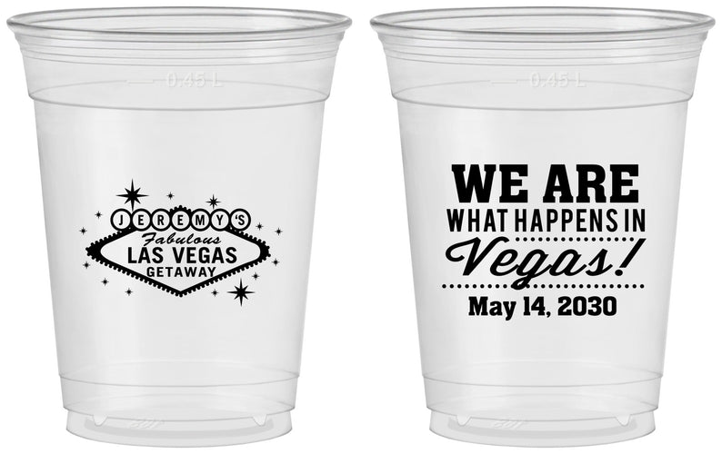 Custom Bachelor Party 16 oz Soft Sided Clear Cups - Las Vegas | 40066