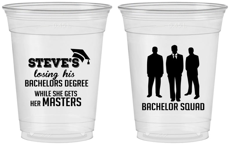 Custom Bachelor Party 16 oz Soft Sided Clear Cups - Squad | 40068