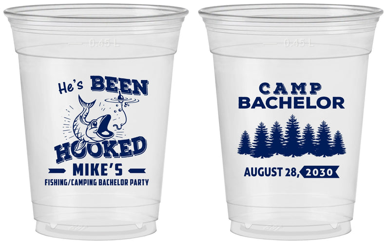 Custom Bachelor Party 16 oz Soft Sided Clear Cups - Fishing | 40080