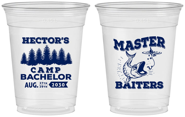 Custom Bachelor Party 16 oz Soft Sided Clear Cups - Fishing | 40081