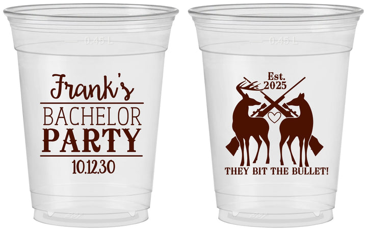 Custom Bachelor Party 16 oz Soft Sided Clear Cups - Hunting | 40083